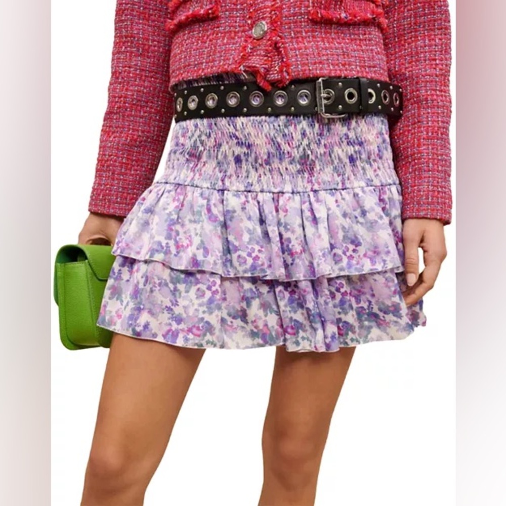 Maje Juvard Ruffled Mini Skirt in Purple Size Small